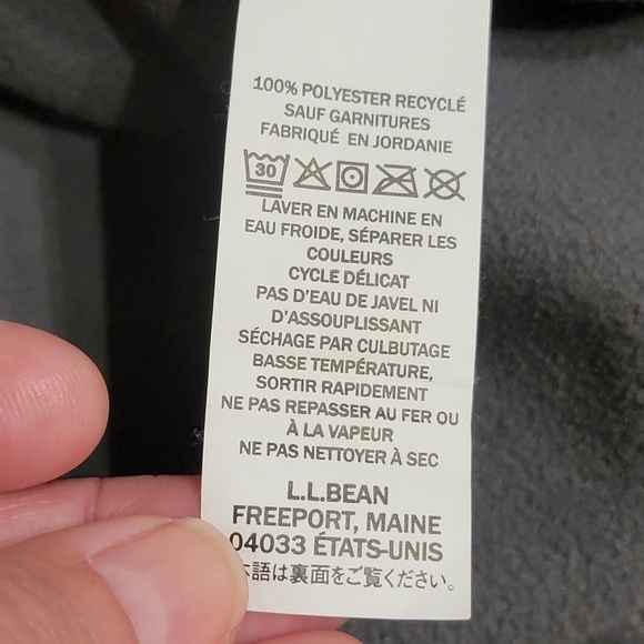 LL Bean Mountain Classic Windproof Fleece Jacket Mens Large Grey Grid Texture - Picture 5 of 5